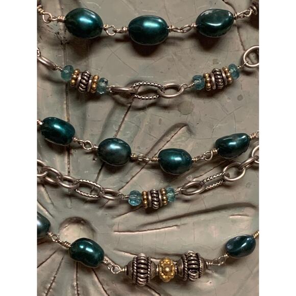 Schaef Designs Pearl, Sterling Silver & Gold Plated Multi Strand Necklace - Picture 5 of 9